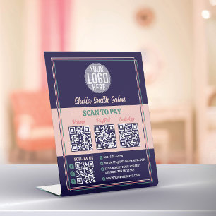 Retro Typography Cool Business Cashless Scan Pay Pedestal Sign