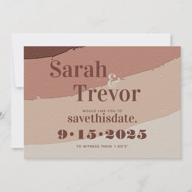 Retro Typography Dusty Rose  Save The Date (Front)