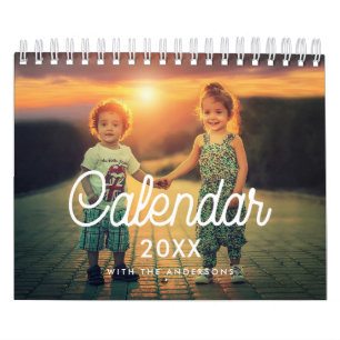 Retro typography family photo 2022 calendar