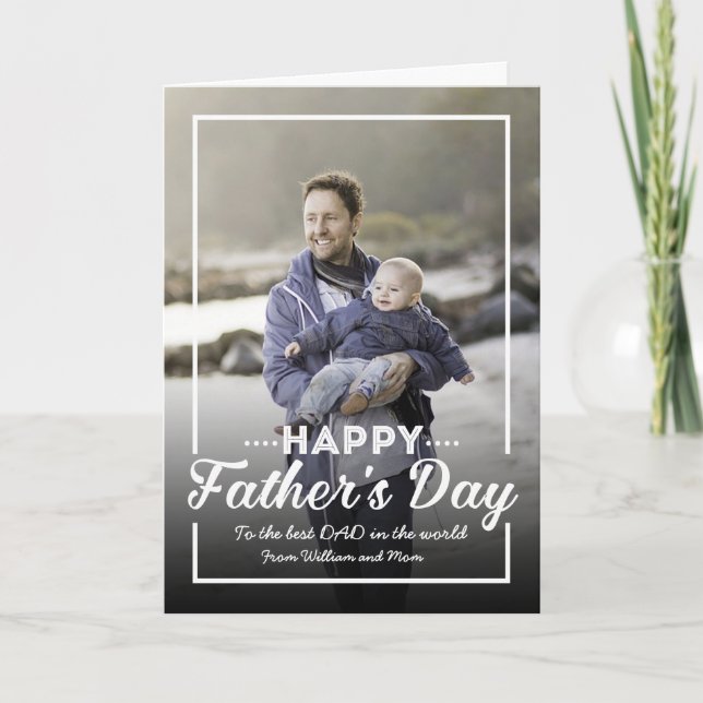 Retro Typography Father's Day Photo Greeting Card (Front)