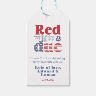 Retro Typography July 4th Baby Shower Favour Tags