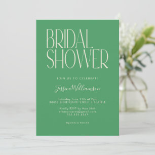 Retro Typography Kelly Green Trendy Bridal Shower Invitation