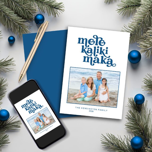 Retro Typography Mele Kalikimaka Christmas Photo Holiday Card (Retro Typography Mele Kalikimaka Christmas Photo Holiday Card)