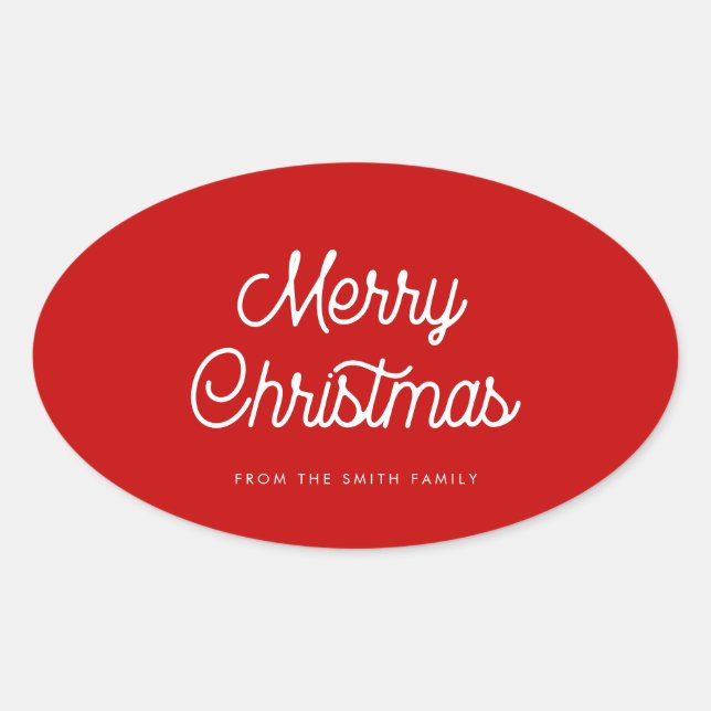Retro typography Merry Christmas Oval Sticker (Front)