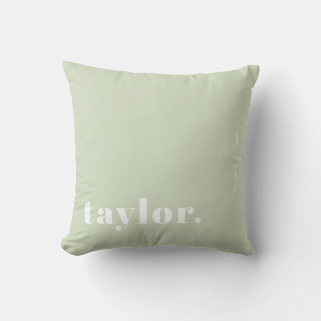 Retro Typography Mint Green Personalized Throw Pillow (Front)