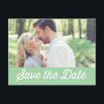 RETRO TYPOGRAPHY MINT GREEN SAVE THE DATE POSTCARD<br><div class="desc">RETRO TYPOGRAPHY MINT GREEN SAVE THE DATE POSTCARD 
 Other colours are available in my store.</div>