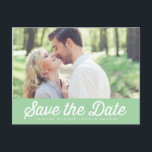 RETRO TYPOGRAPHY MINT GREEN SAVE THE DATE POSTCARD<br><div class="desc">RETRO TYPOGRAPHY MINT GREEN SAVE THE DATE POSTCARD 
 Other colours are available in my store.</div>