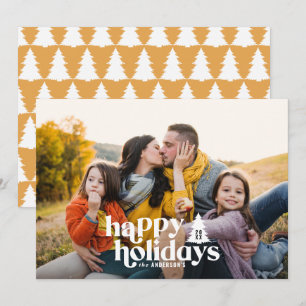 Retro typography modern 1 photo holiday Christmas Card