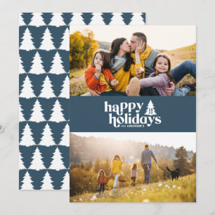 Retro typography modern 1 photo holiday christmas card