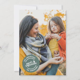 Retro typography modern 1 photo holiday Christmas Card