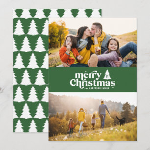 Retro typography modern 2 photo holiday Christmas Card