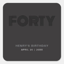 Retro Typography Modern Black 40th Birthday