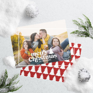 Retro typography modern full photo  holiday card