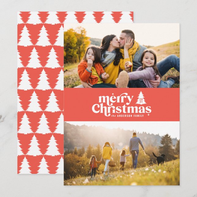 Retro typography modern photo holiday christmas (Front/Back)