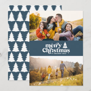 Retro typography modern photo holiday christmas card