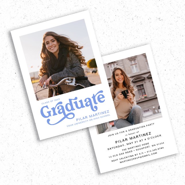 Retro Typography Photo 2023 Graduation Party Invitation (Creator Uploaded)