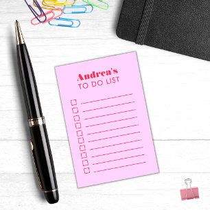 Retro Typography Pink Red Personalized To Do List Post-it Notes