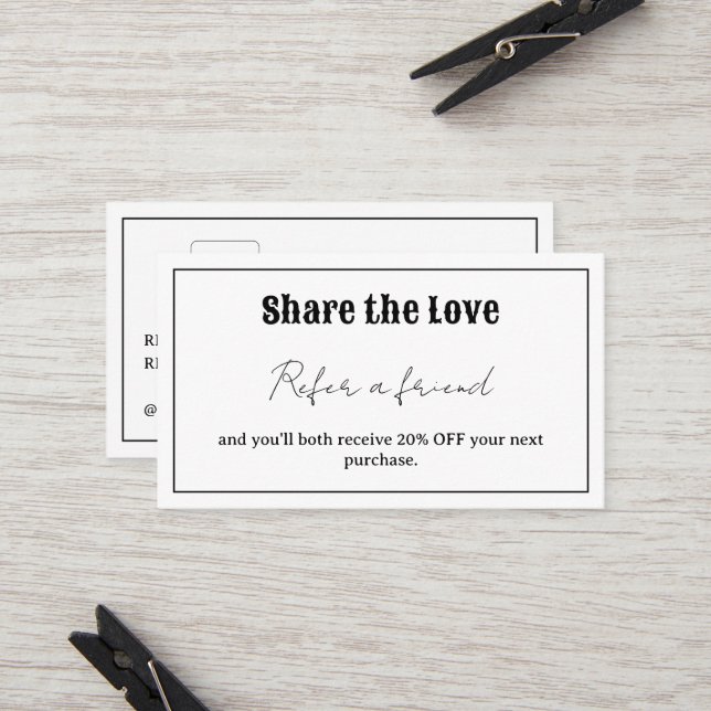 Retro Typography Share the Love Referral Card (Front/Back In Situ)