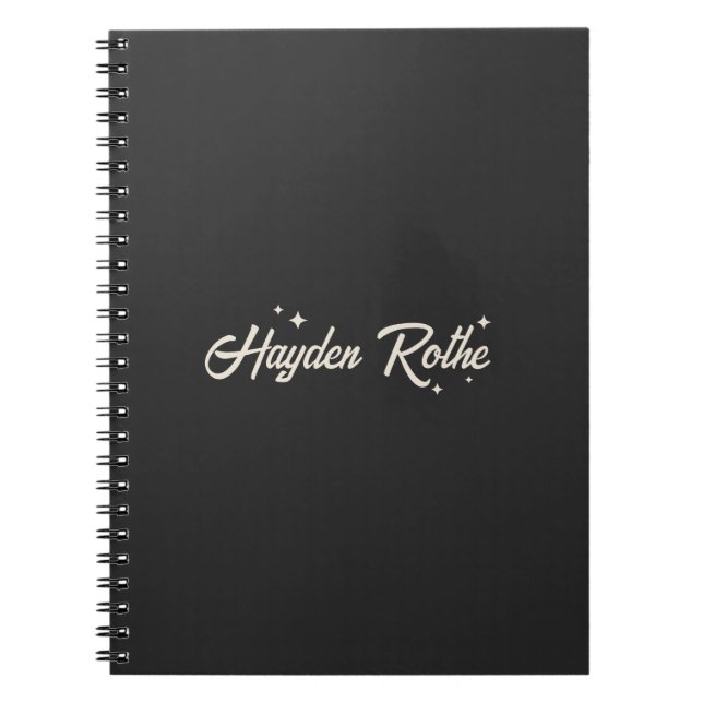  Retro Typography Stars Black Notebook (Front)