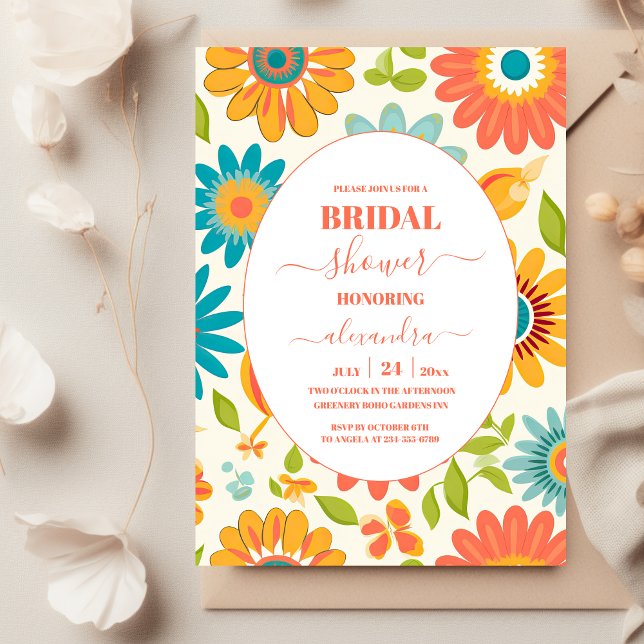Retro Typography Summer Sun Bridal Shower Invitation (Creator Uploaded)