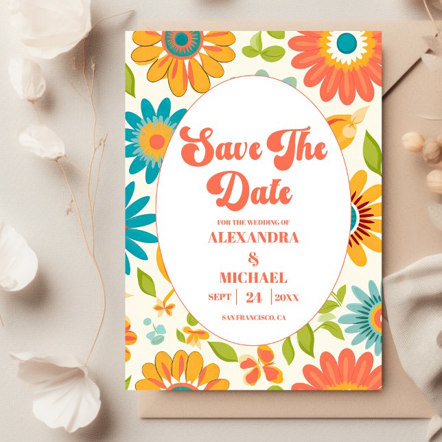 Retro Typography Summer Sun Wedding Save The Date (Creator Uploaded)