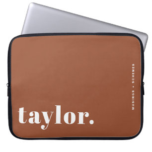 Retro Typography Terracotta Personalized Laptop Sleeve