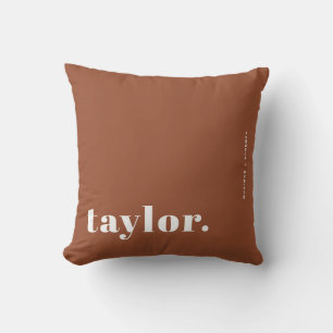 Retro Typography Terracotta Personalized Throw Pillow