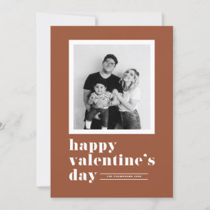 Retro Typography Terracotta Photo Valentine's Day Holiday Card