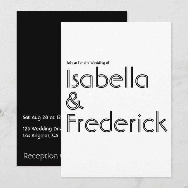 Retro Typography Wedding Invitation (Front/Back)