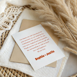 Retro Typography Wedding Thank You Card