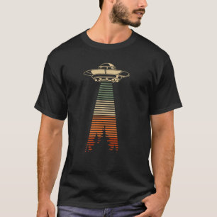 Retro UFO Abduction Forest Alien Spaceship T-Shirt