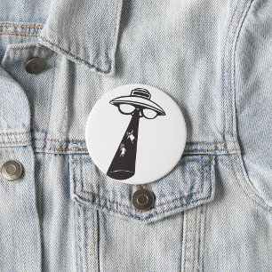 Retro UFO Abduction Graphic Alien Sci-Fi  3 Inch Round Button