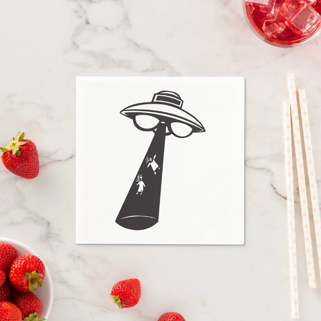 Retro UFO Abduction Graphic Alien Sci-Fi  Napkin (Creator Uploaded)