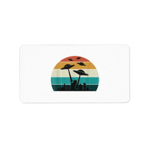 Retro UFO Attack Sunset - Cool Vintage Flying Sauc Label