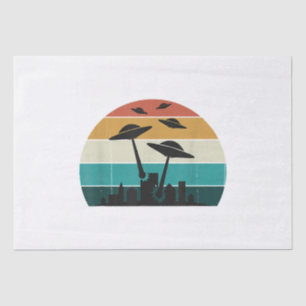 Retro UFO Attack Sunset - Cool Vintage Flying Sauc Tissue Paper
