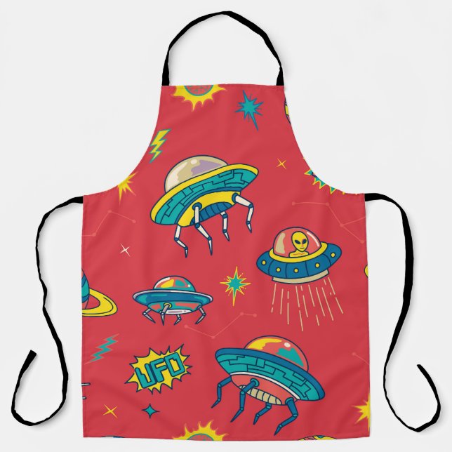 Retro UFO Space Invaders Apron (Front)