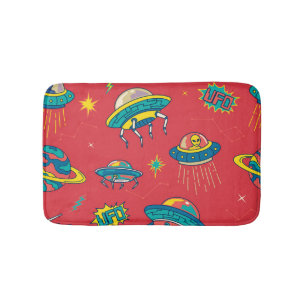 Retro UFO Space Invaders Bath Mat