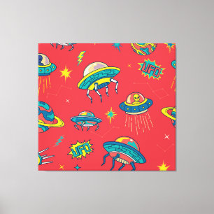 Retro UFO Space Invaders Canvas Print