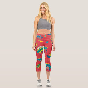 Retro UFO Space Invaders Capri Leggings