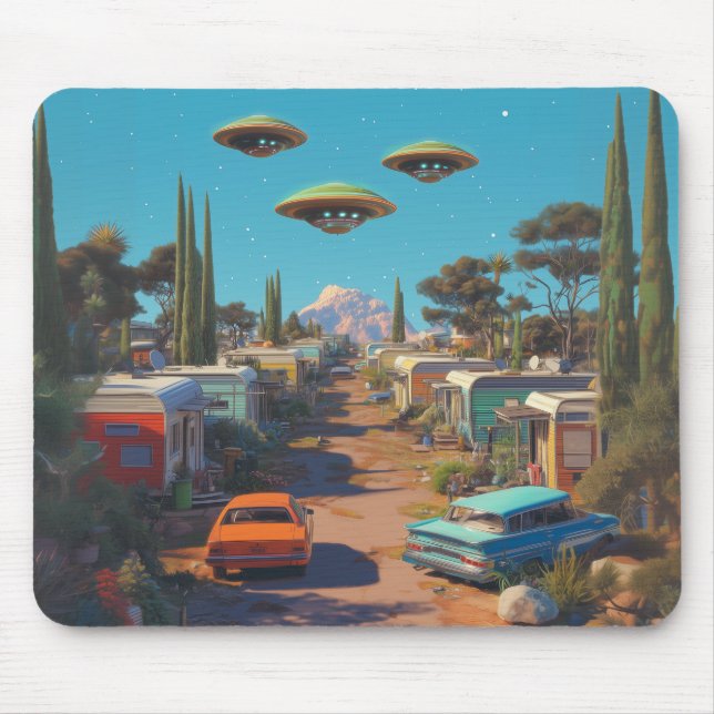 Retro UFO Trailer Park Mouse Pad (Front)