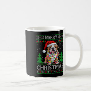 Retro Ugly Xmas Sweater Style Santa Bulldog Dog Ch Coffee Mug