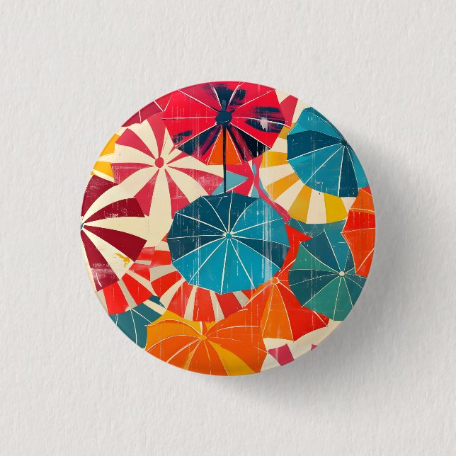 Retro Umbrella Rainy Day Pop Art 1 Inch Round Button (Front)