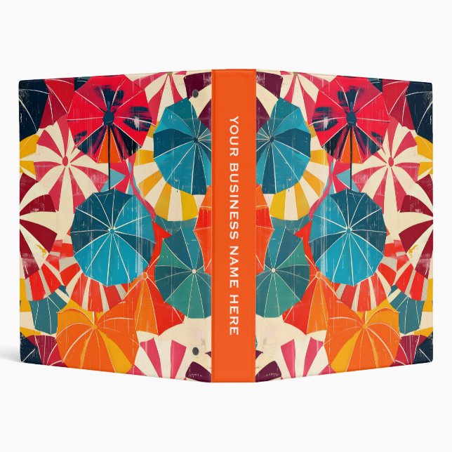 Retro Umbrella Rainy Day Pop Art Binder (Background)