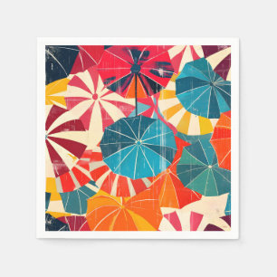 Retro Umbrella Rainy Day Pop Art Napkin
