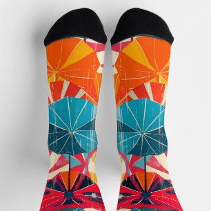 Retro Umbrella Rainy Day Pop Art Socks