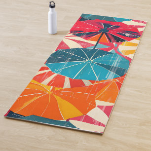Retro Umbrella Rainy Day Pop Art Yoga Mat