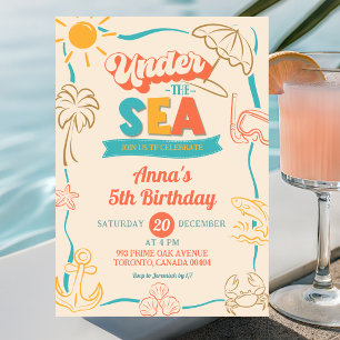 Retro Under The Sea Kids Birthday Invitation