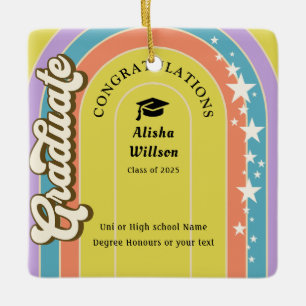 Retro Uni Grad congratulation photo square Ceramic Ornament
