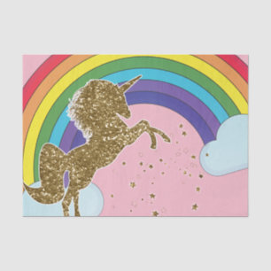 Retro Unicorn Rainbow & Gold Stars Birthday Party Tissue Paper