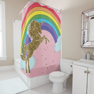 Retro Unicorn Rainbow & Gold Stars Girls